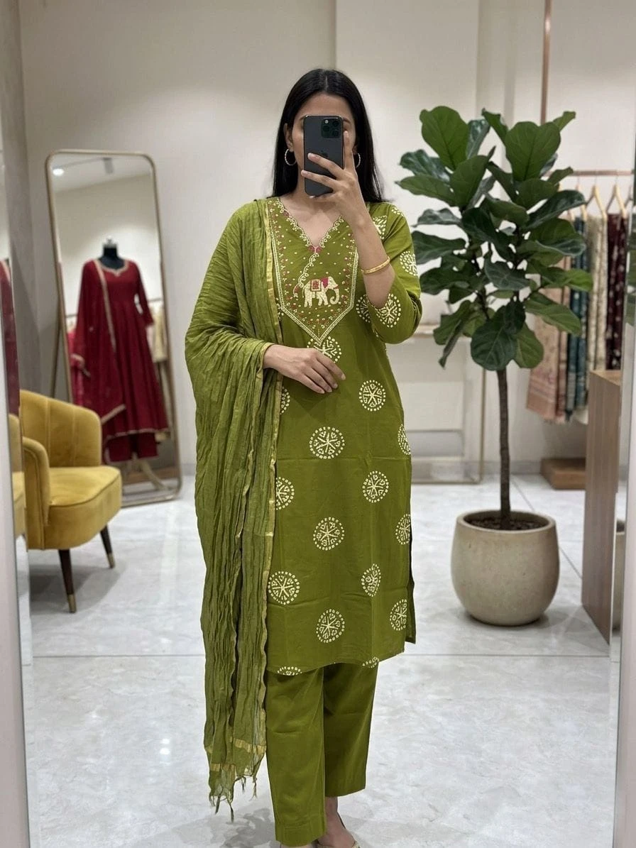 Indigo Blue Embroidered Straight Salwar Set